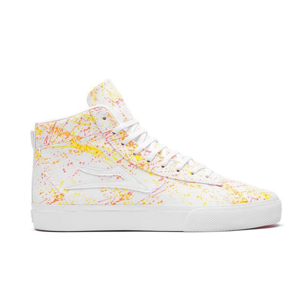 LaKai Newport Hi White/Yellow/Pink Skate Shoes Mens | Australia UP3-7132